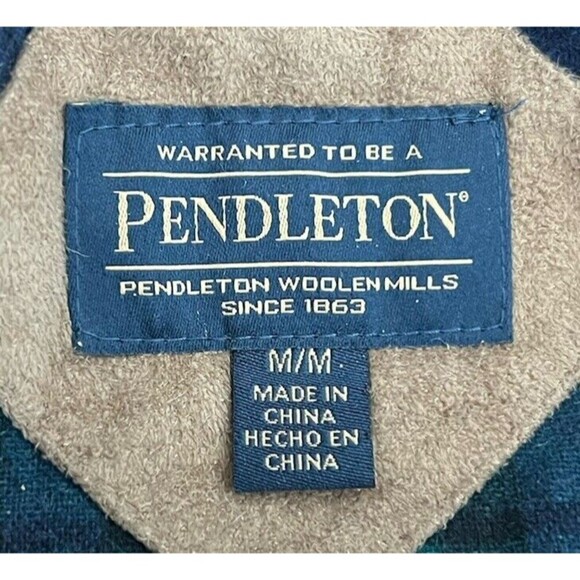 Pendleton Wool Blend Jacket M Blue Full Zip Snap Pocket Sherpa Fleece Outdoor - Picture 7 of 8